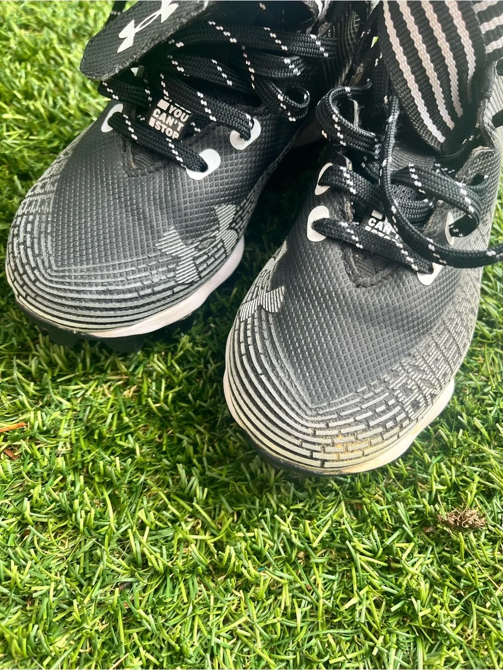 Under Armour Kids Black and White High-Top Sneakers